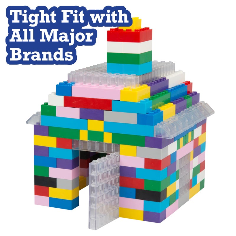SCS Direct 1000 Pieces Unique Clear Building Bricks - 9 Block Sizes & 50 Roof Pcs - Compatible & Tight Fit w All Major Brands - Great for Activity Tables, Creativity & School Projects - Kids Holiday Xmas Gift - Image 3